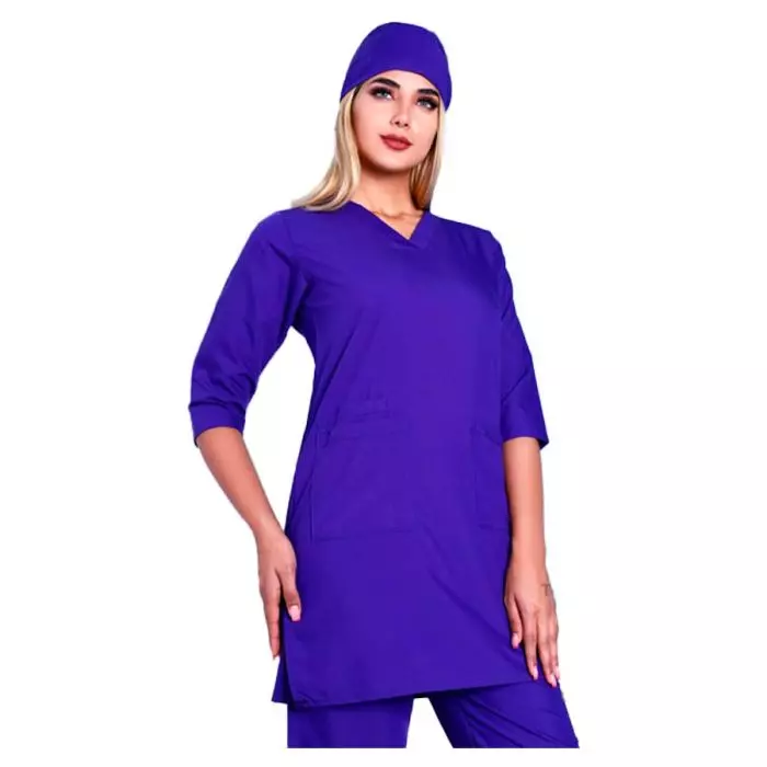 اسکراب پزشکی و جراحی زنانه یقه هفت طب پوش رنگ بنفش کد 304